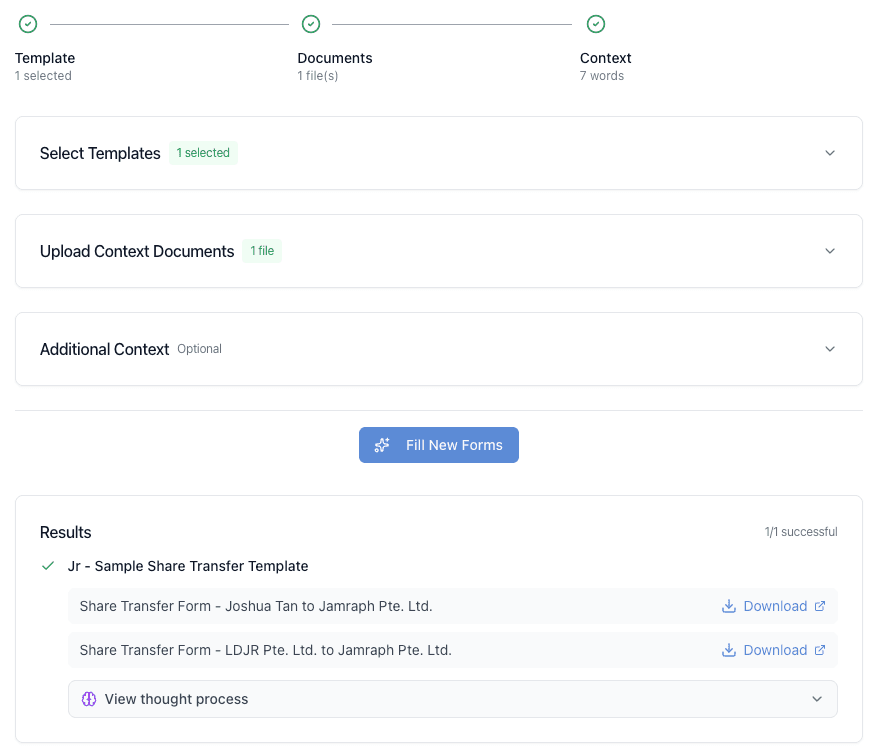 Full view of the application